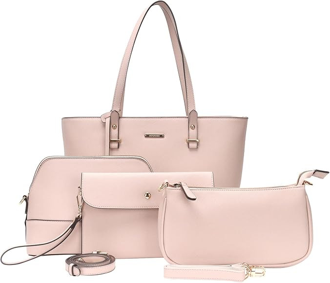 Purses and Handbags for Women Tote Bags Shoulder Bag Top Handle Satchel Bags Purse Set | Amazon (US)