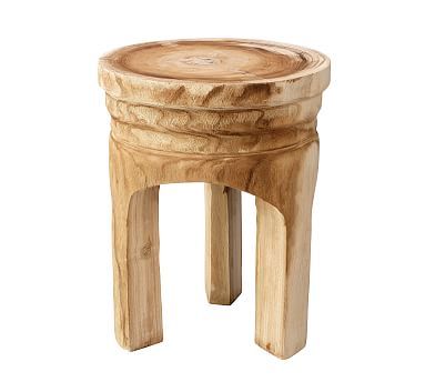 Roselle Wood Accent Stool | Pottery Barn (US)