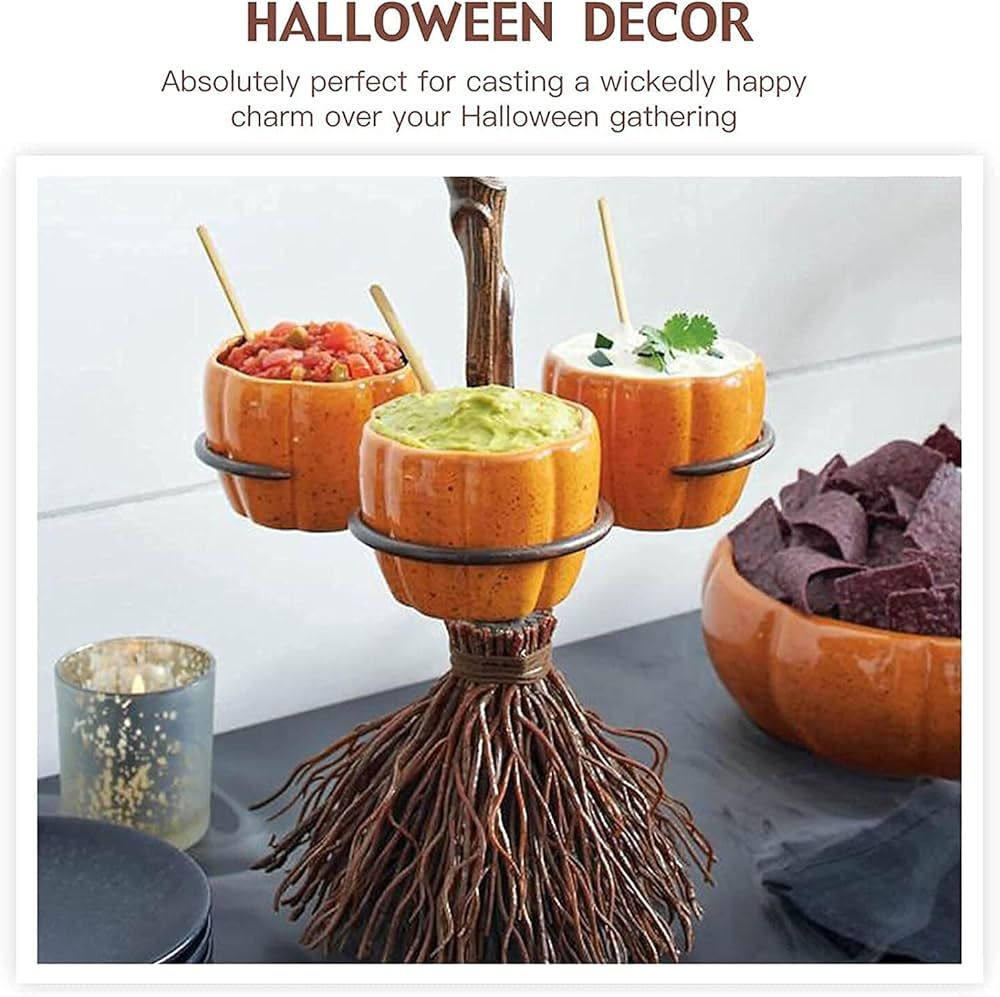 feitao Pumpkin Snack Bowl Stand Halloween Witch Broomstick Dessert Salad Fruit Plate Food Serving... | Amazon (US)