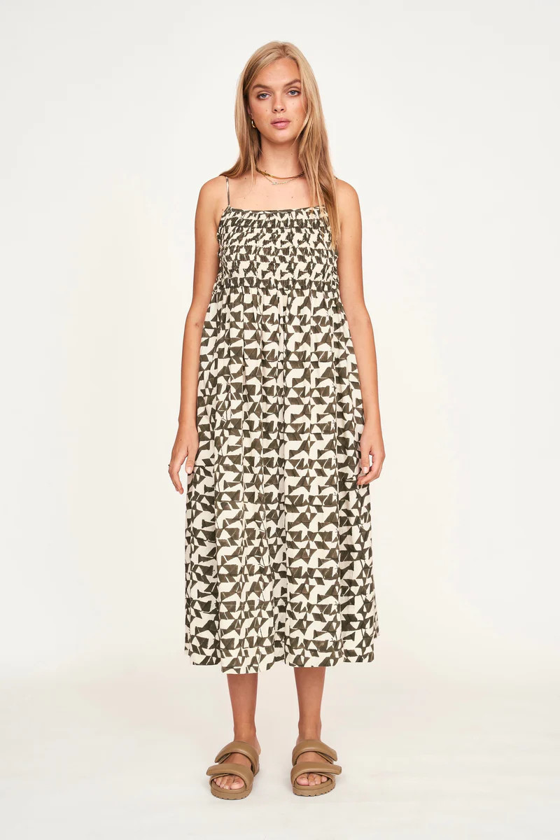 Janeiro Dress in Seaglass in Branch | MIRTH