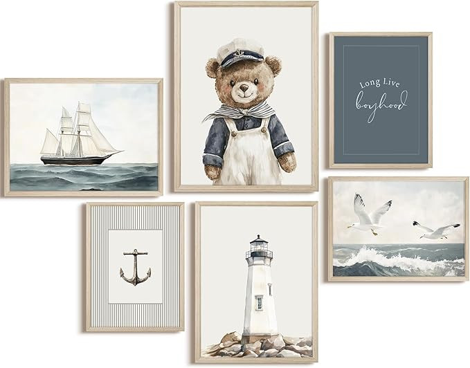 Teddy Bear Nursery Wall Art Baby Boys Room Canvas Poster Vintage Nursery Wall Decor Kids Room Coa... | Amazon (US)