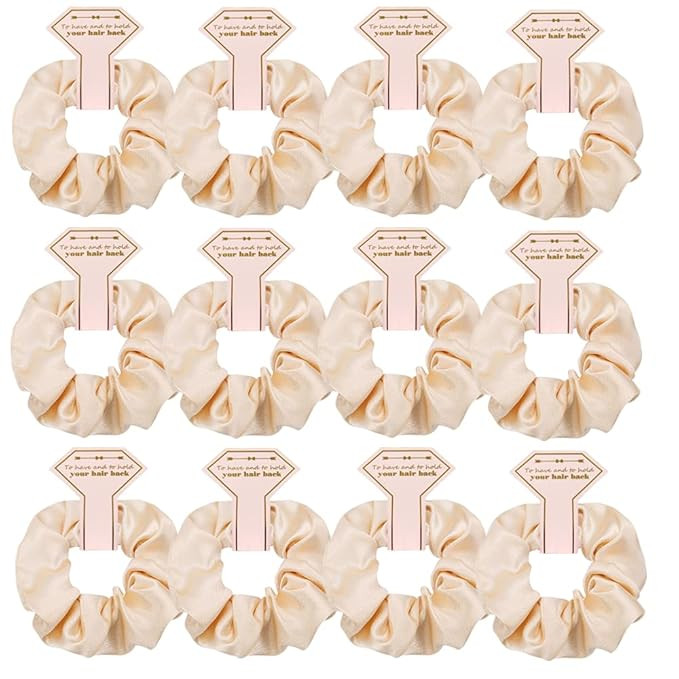 Amazon.com : Satin Bridesmaid Scrunchies 12 pack Proposal Gifts Elastics Hair Ties Scrunchies Bac... | Amazon (US)