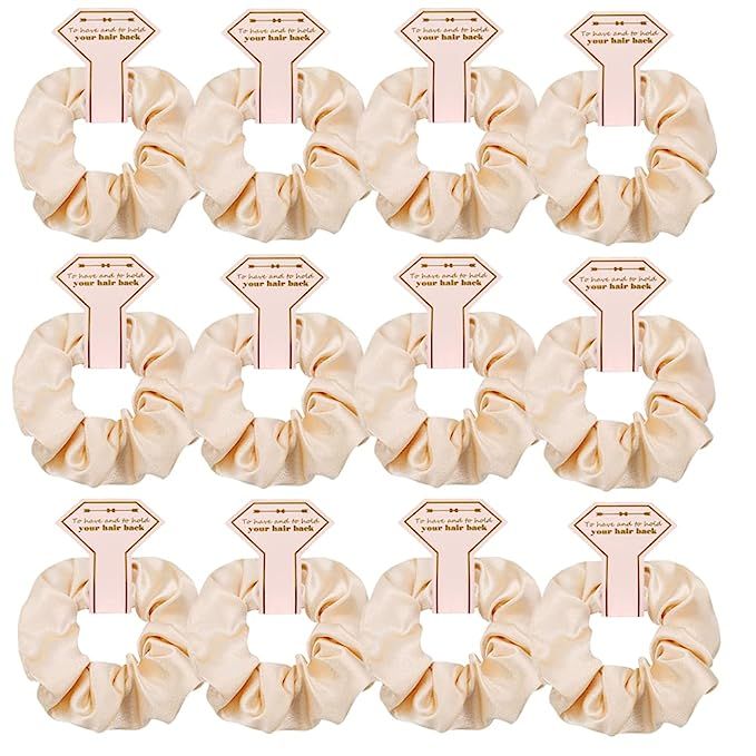 Amazon.com : Satin Bridesmaid Scrunchies 12 pack Proposal Gifts Elastics Hair Ties Scrunchies Bac... | Amazon (US)
