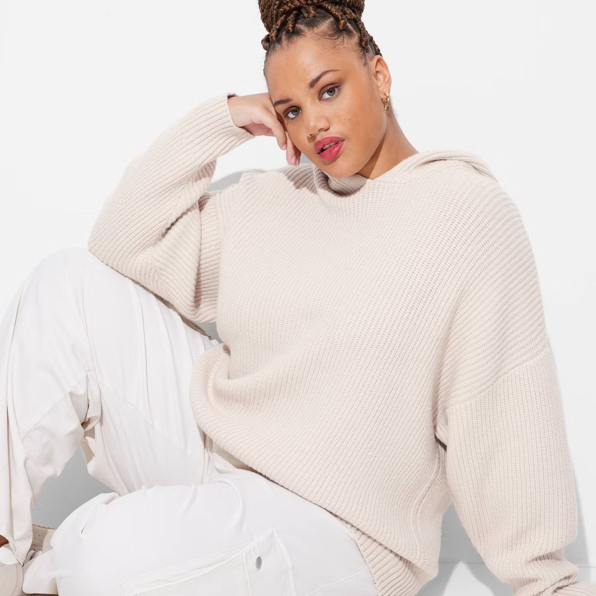 Women's Oversized Ribbed Hoodie Pullover Sweater - Wild Fable™ | Target