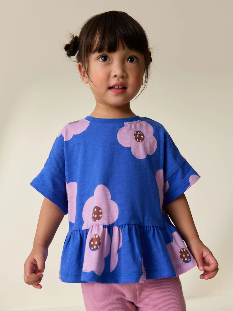 Buy Blue Lilac Flower Short Sleeve Peplum T-Shirt (3mths-7yrs) from Next USA | Next US