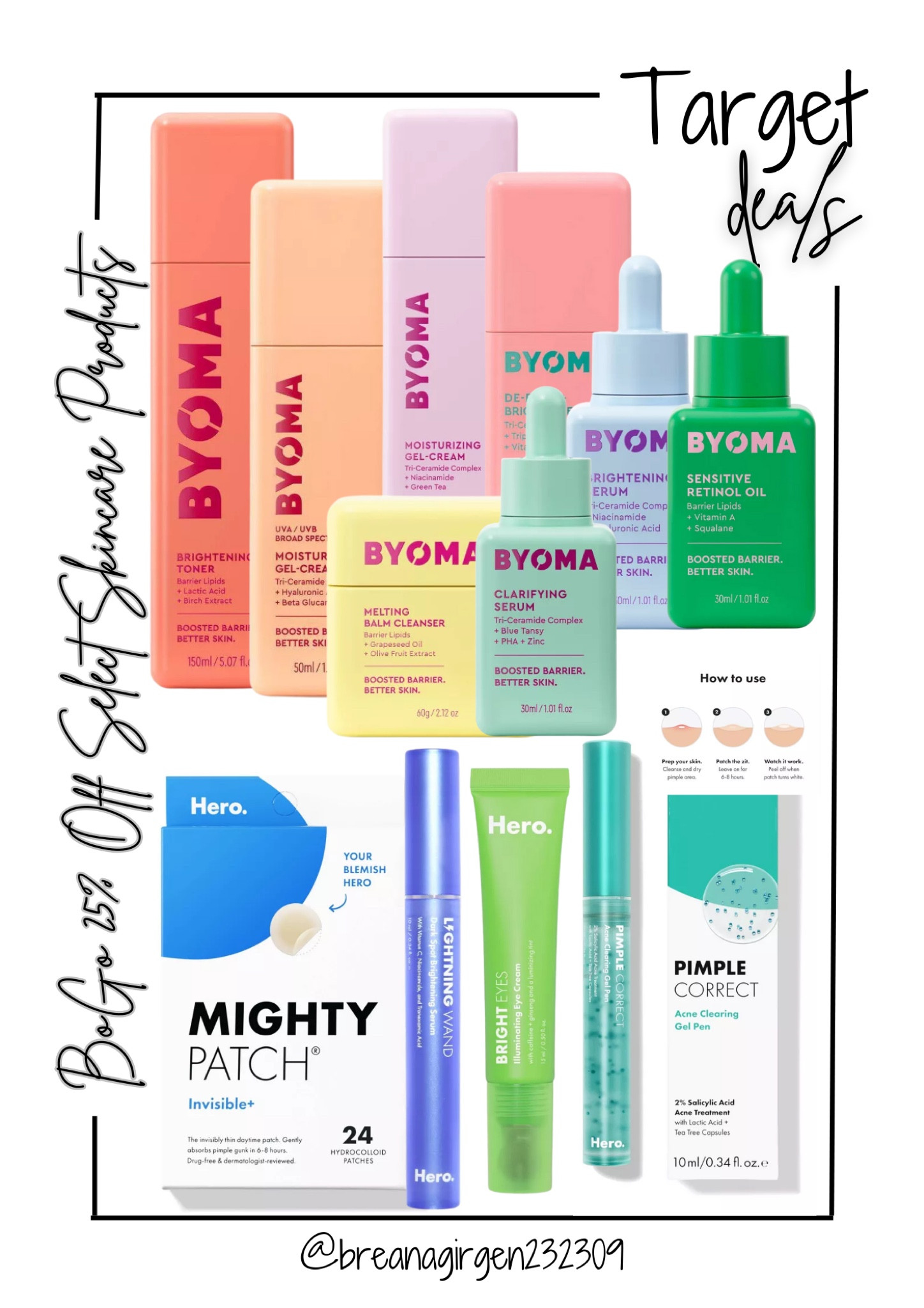 🎯 @target Circle Deals! 
BoGo 25% Off Select Skincare Products including Byoma & Hero! From quality skincare to fighting pimples with my favorites❤️ 