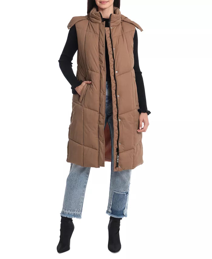 Women's Longline Hooded Puffer Vest | Macy's
