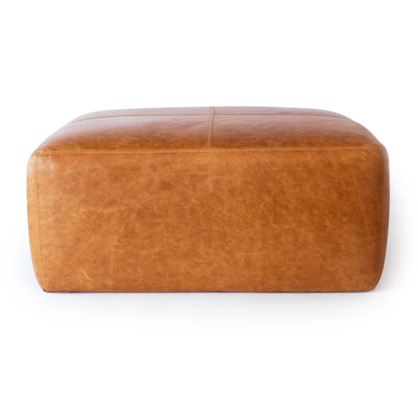 Hudson Square 35" Wide Genuine Leather Ottoman | Wayfair North America