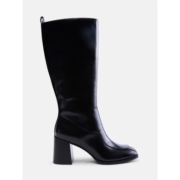 Free Assembly Women's Faux Leather Square Toe Tall Boots | Walmart (US)
