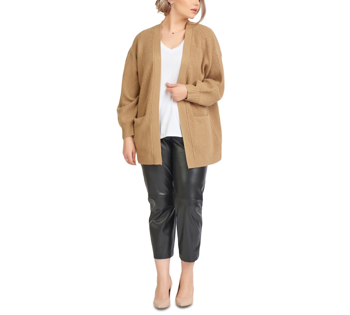 Black Tape Plus Trendy Faux Leather Pants | Macys (US)