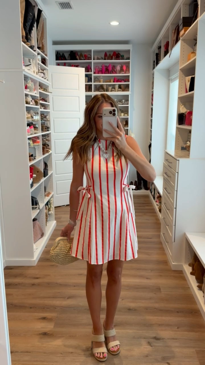 In a small dress, necklace, wedges, bag and accessories- fits tts.

#LTKootd #LTKgrwm #LTKSeasonal