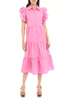 Women's Ruffle Sleeve Midi Dress | Belk