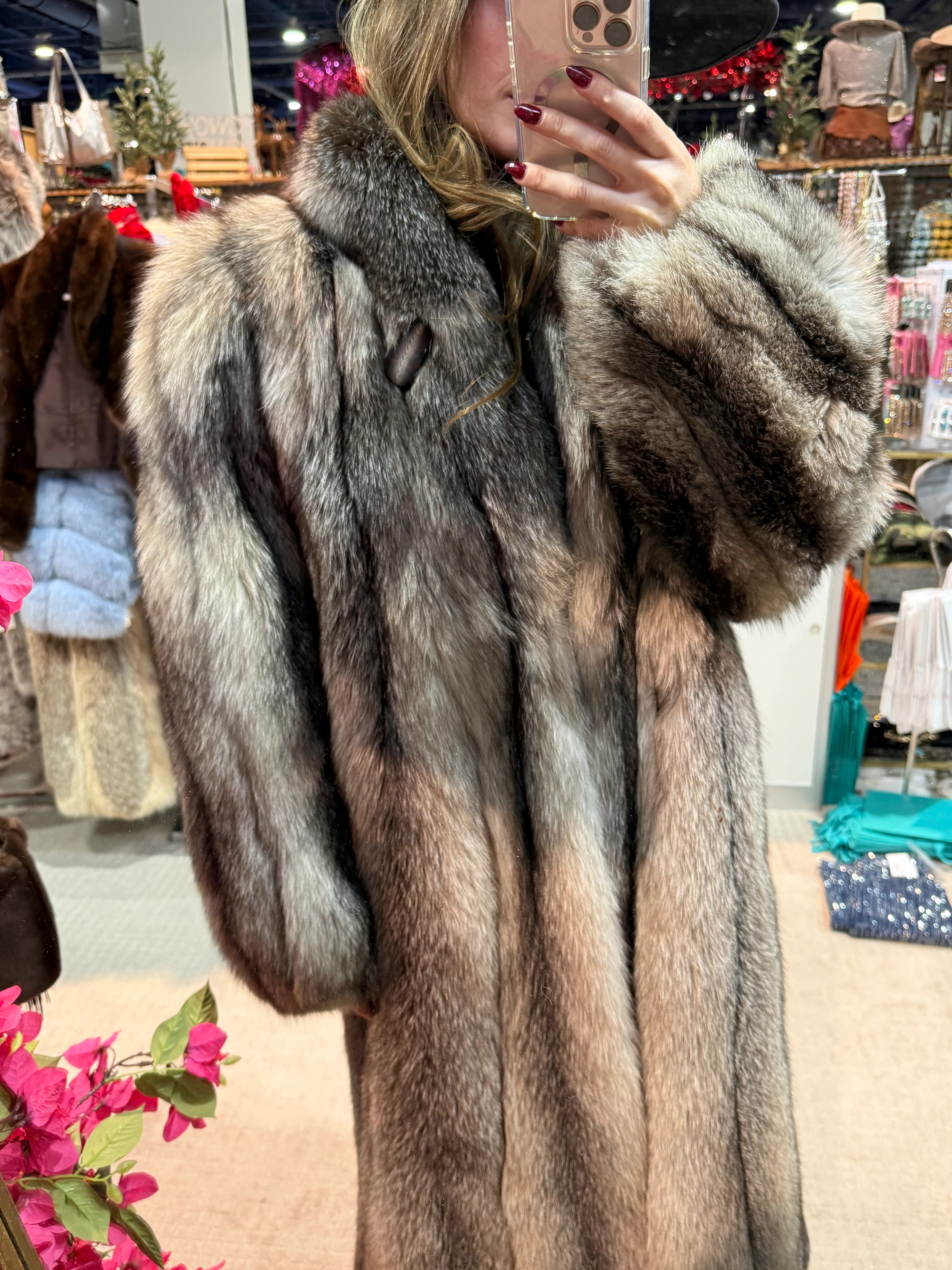 #S18 Vintage Indigo Dyed Fox Directional Coat Size Medium/Large | Glitzy Bella