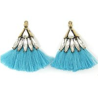 Aqua Fringe Earring Findings, Clear Rhinestone Cluster Connectors Light Blue Fan Thread Boho Turquoise Dangle |Lg4-9|2 | Etsy (US)