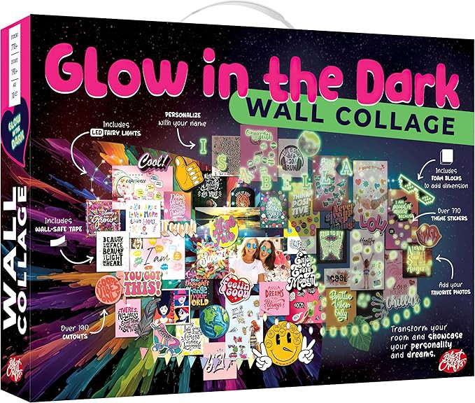 Glow in the Dark Wall Collage Kit for Teen Girls - 1000+ Stickers Teen Girl Room Bedroom Decor, R... | Amazon (US)