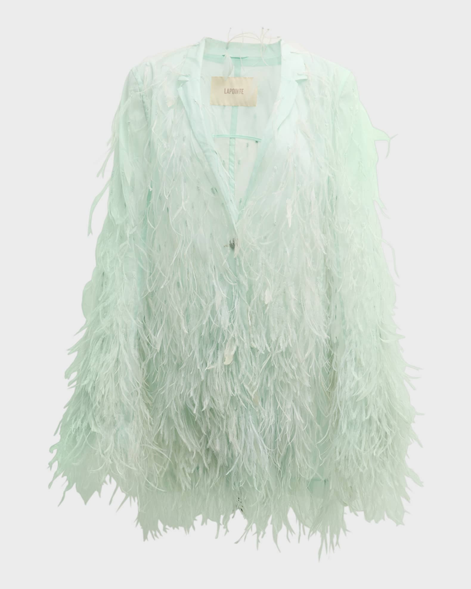 Ombre Feather Embroidered Single-Breasted Blazer Jacket | Neiman Marcus