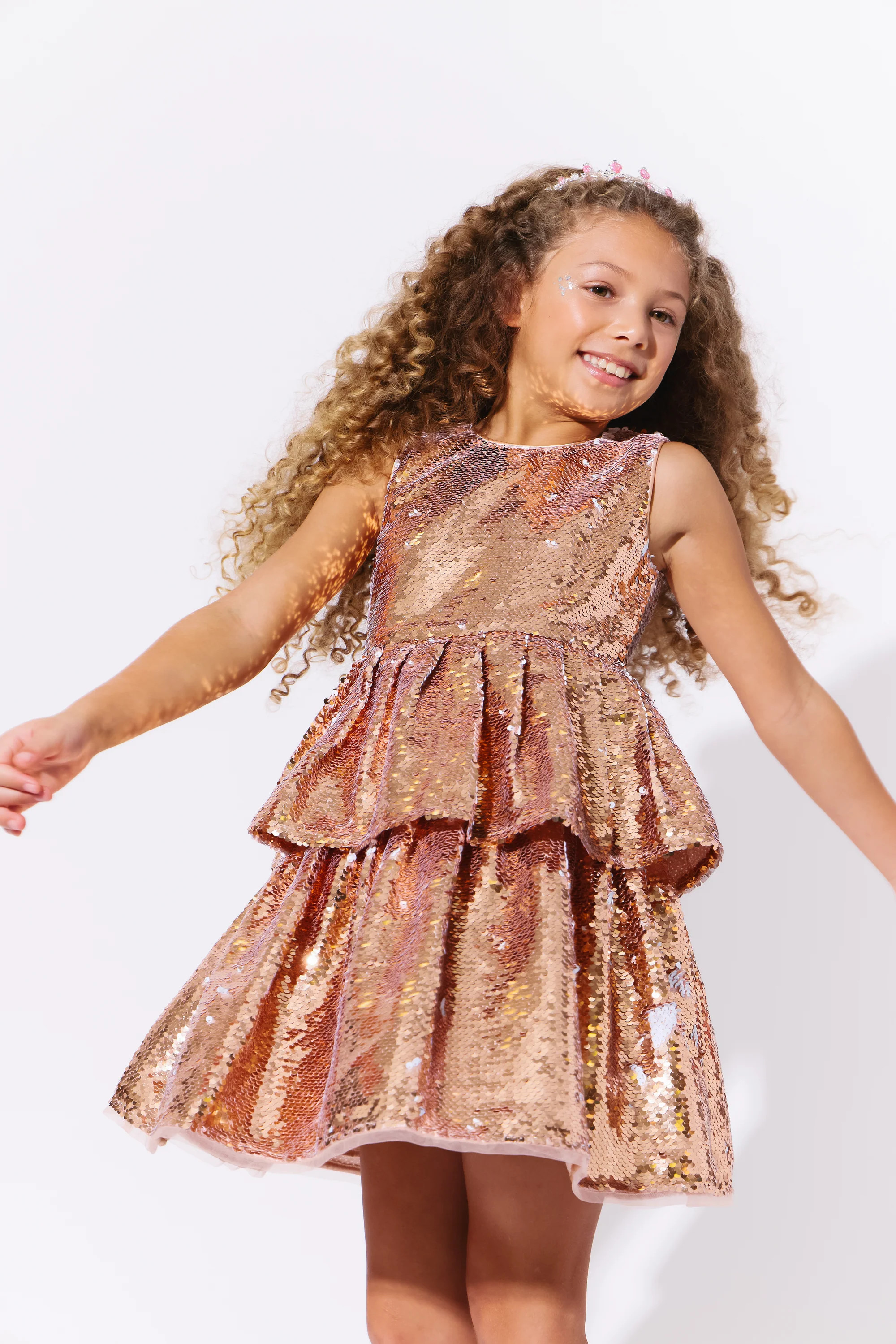 Golden Sequin Tier Dress | Lola + The Boys