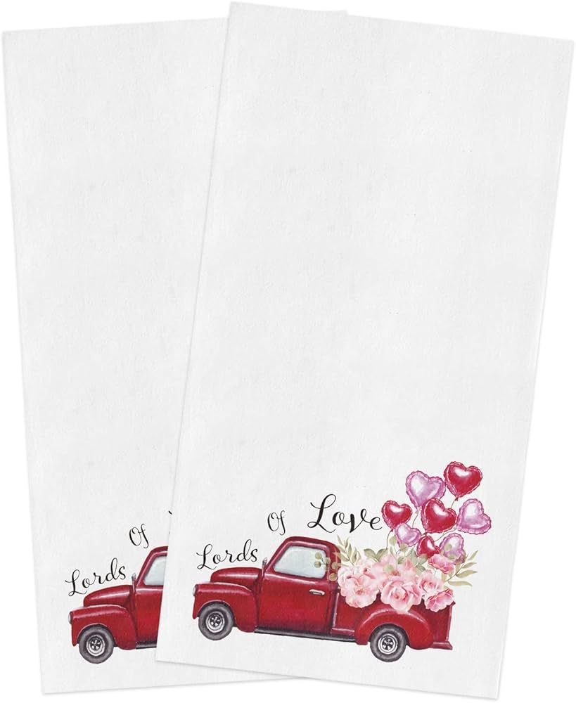 DuoPhi Valentines Kitchen Towels Set Red Truck Flowers Valentine's Day Dish Towel Loads Heart Sha... | Amazon (US)