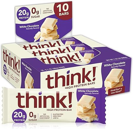 think! Protein Bars, High Protein Snacks, Gluten Free, Sugar Free Energy Bar with Whey Protein Is... | Amazon (US)