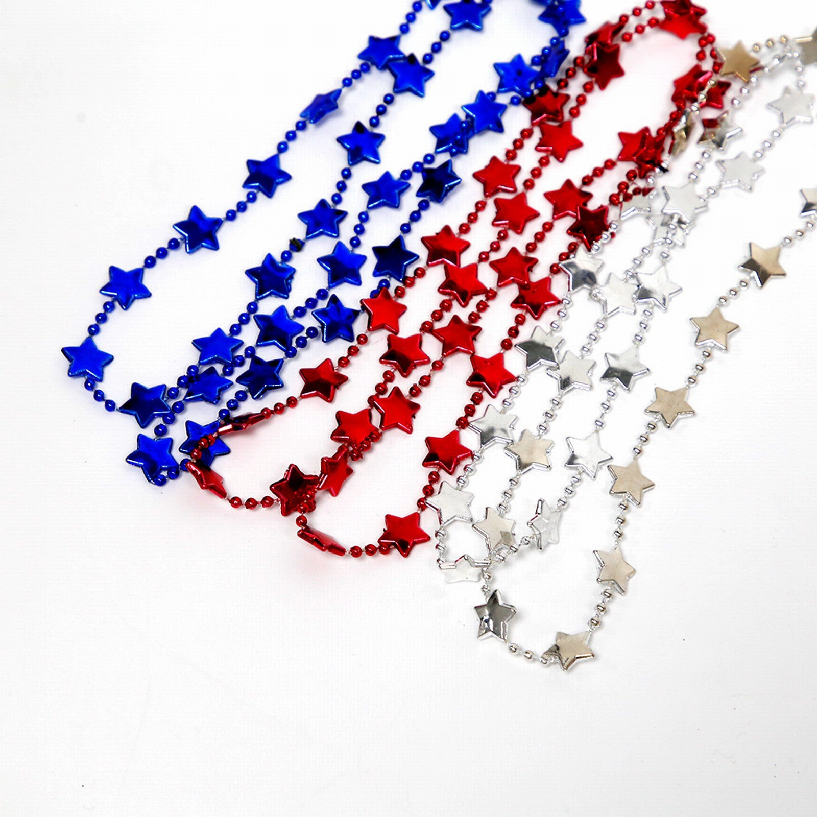 Gelren 4Th of July Decor Clearance Event & Party USA Accessories Red Blue & Silver Bead Necklace ... | Walmart (US)