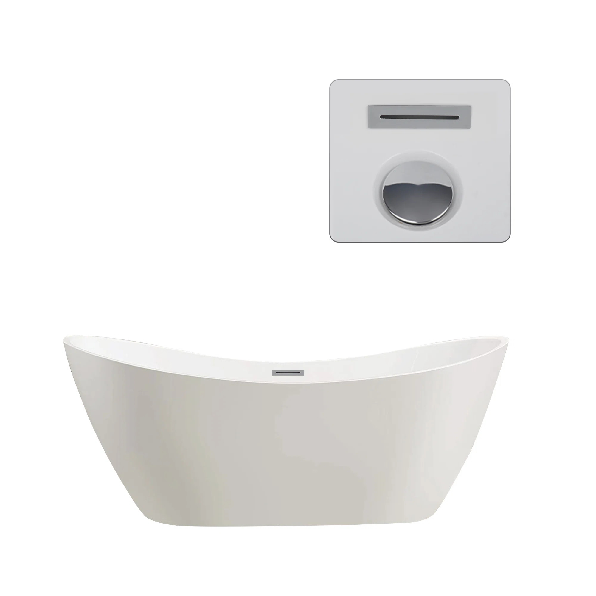 Ophelia 71' x 32'' Freestanding Soaking Acrylic Bathtub | Wayfair North America