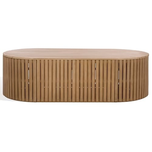 SAFAVIEH Couture Outdoor Patio Furniture Collection - Arielle Solid Wood Oval Coffee Table, Fully... | Amazon (US)