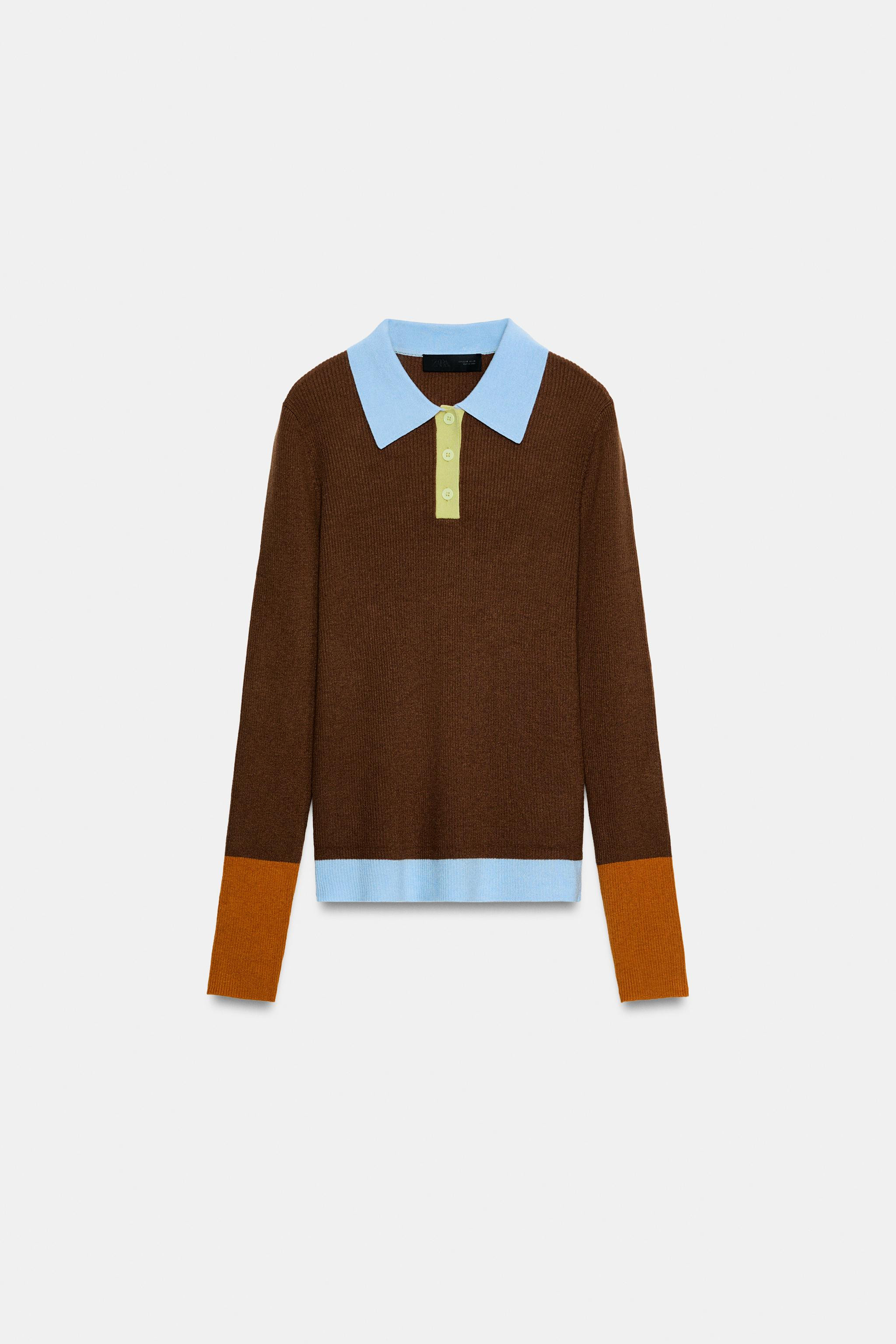 COLOR BLOCK RIBBED KNIT POLO | Zara US