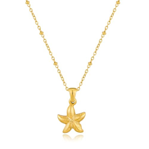 CLASSYZINT 14K Gold Plated Pendant Necklace Boho Starfish Handmade Necklace Ocean Shell Necklace Beach Summer Jewelry Gift | Amazon (US)