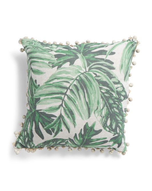 20x20 Linen Look Tropical Leaf Pillow | TJ Maxx