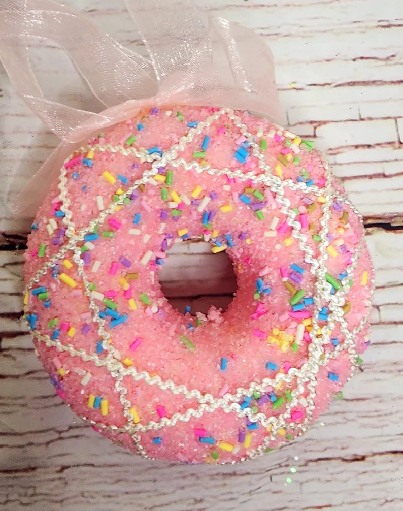 Pink Doughnut Ornament Sprinkles Doughnut Ornament Doughnut With Icing Decor Donut Decor Donut Or... | Etsy (US)