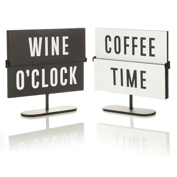 Mainstays Rustic Tabletop Flip Sign, Wine O'clock or Coffee Time, 7.9" x 8.5" | Walmart (US)