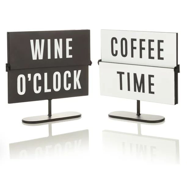 Double Sided Wine O'clock Coffee Time Tabletop Flip Sign | Walmart (US)