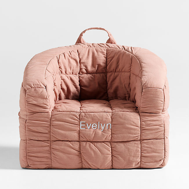 Large Terracotta Kids Puffy Lounge Barrel Chair Cover | Crate & Kids | Crate & Barrel