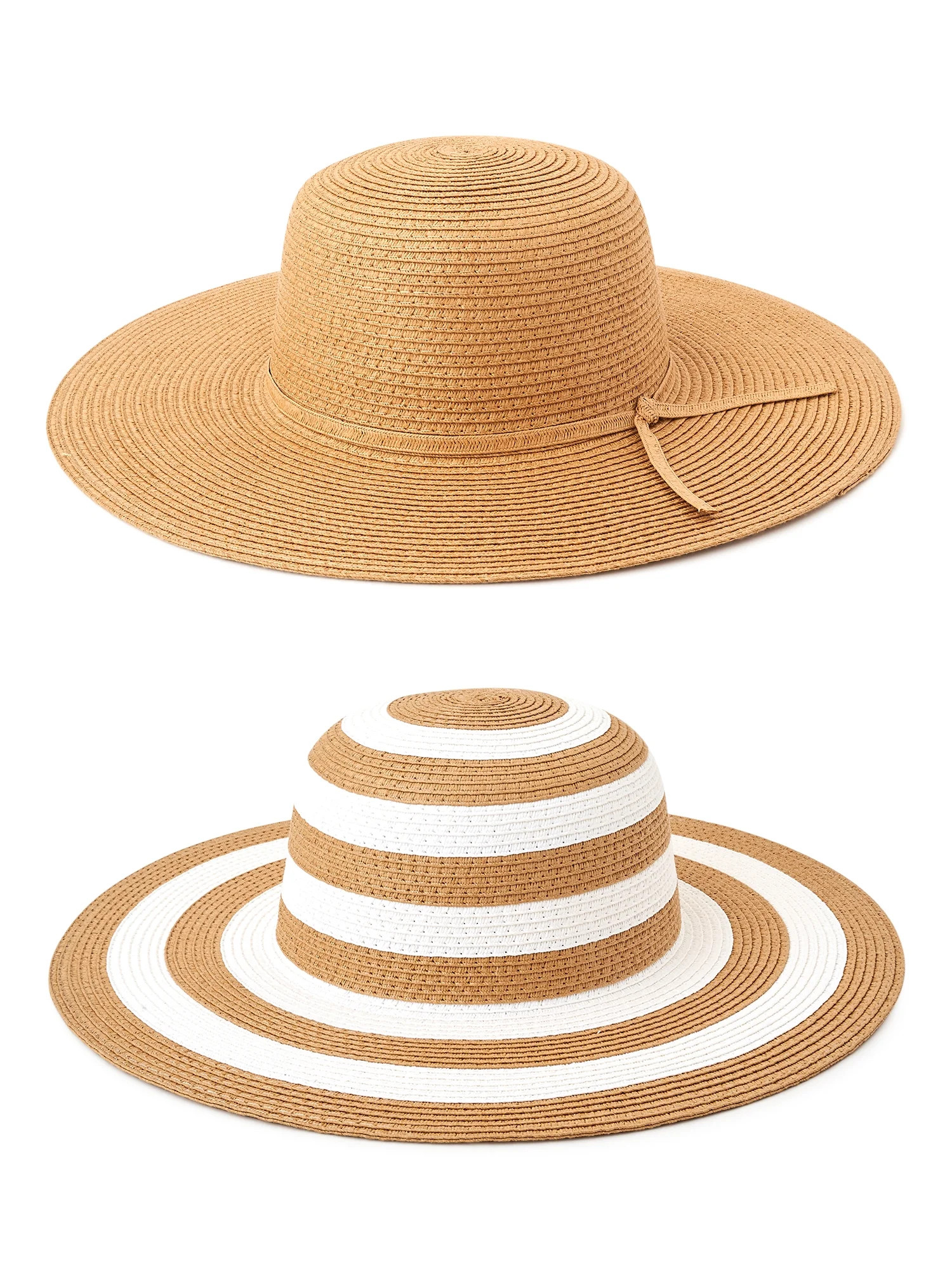 Time and Tru Women's Straw Floppy Hats, 2-Pack - Walmart.com | Walmart (US)