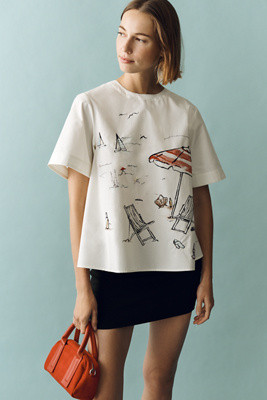 The Emmy Short-Sleeve Swing Blouse by Maeve | Anthropologie (US)