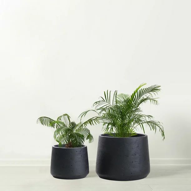 Copenhagen Matt Black Ceramic Plant Pot Set of 2 - Ceramic Cement Planters for Indoor & Outdoors ... | Walmart (US)