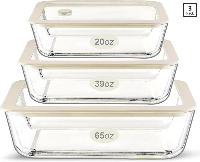 Urban Green Glass Food Container Set with Glass Lid, 3 Pack, Meal Prep Containers with Silicone F... | Amazon (US)