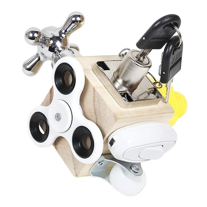 Montessori Busy Activity Cube for Kids, Baby Travel Toy, Wooden Busy Board Sensory Toy for Toddle... | Amazon (US)