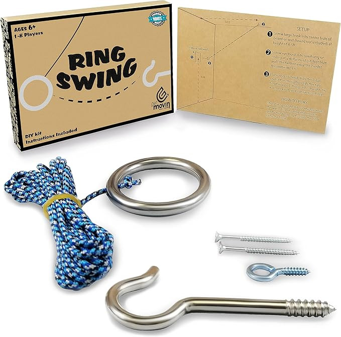 Hook and Ring Swing DIY Kit Stainless Steel Hardware and Nylon String Ring Toss Game Indoor – O... | Amazon (US)