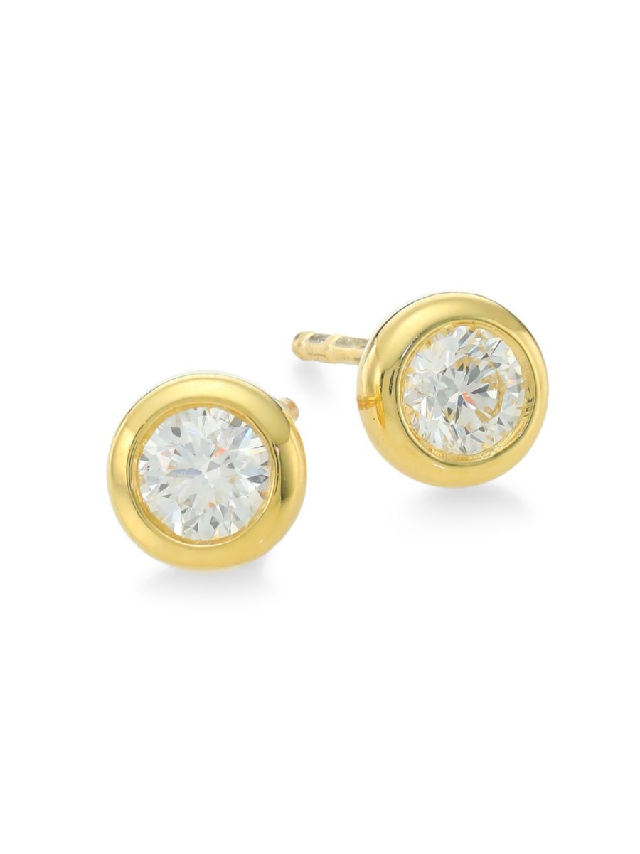 Tiny Treasures 18K Yellow Gold & 0.51 TCW Diamond Stud Earrings | Saks Fifth Avenue