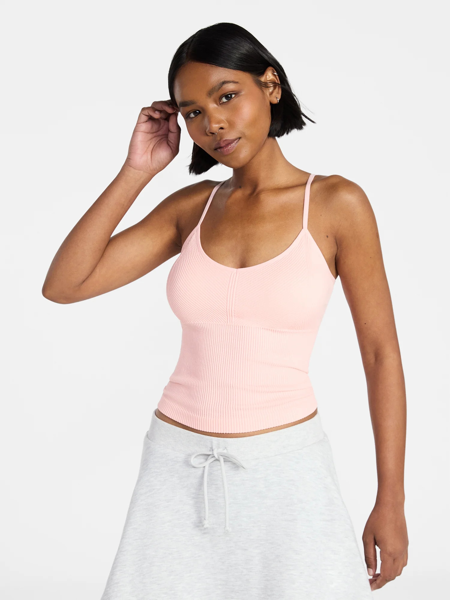 No Boundaries Textured V-Neck Cami Top, Women's XXS-XXL | Walmart (US)