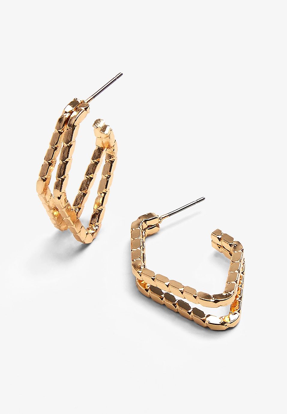Double Diamond Shape Hoop Earrings | Maurices
