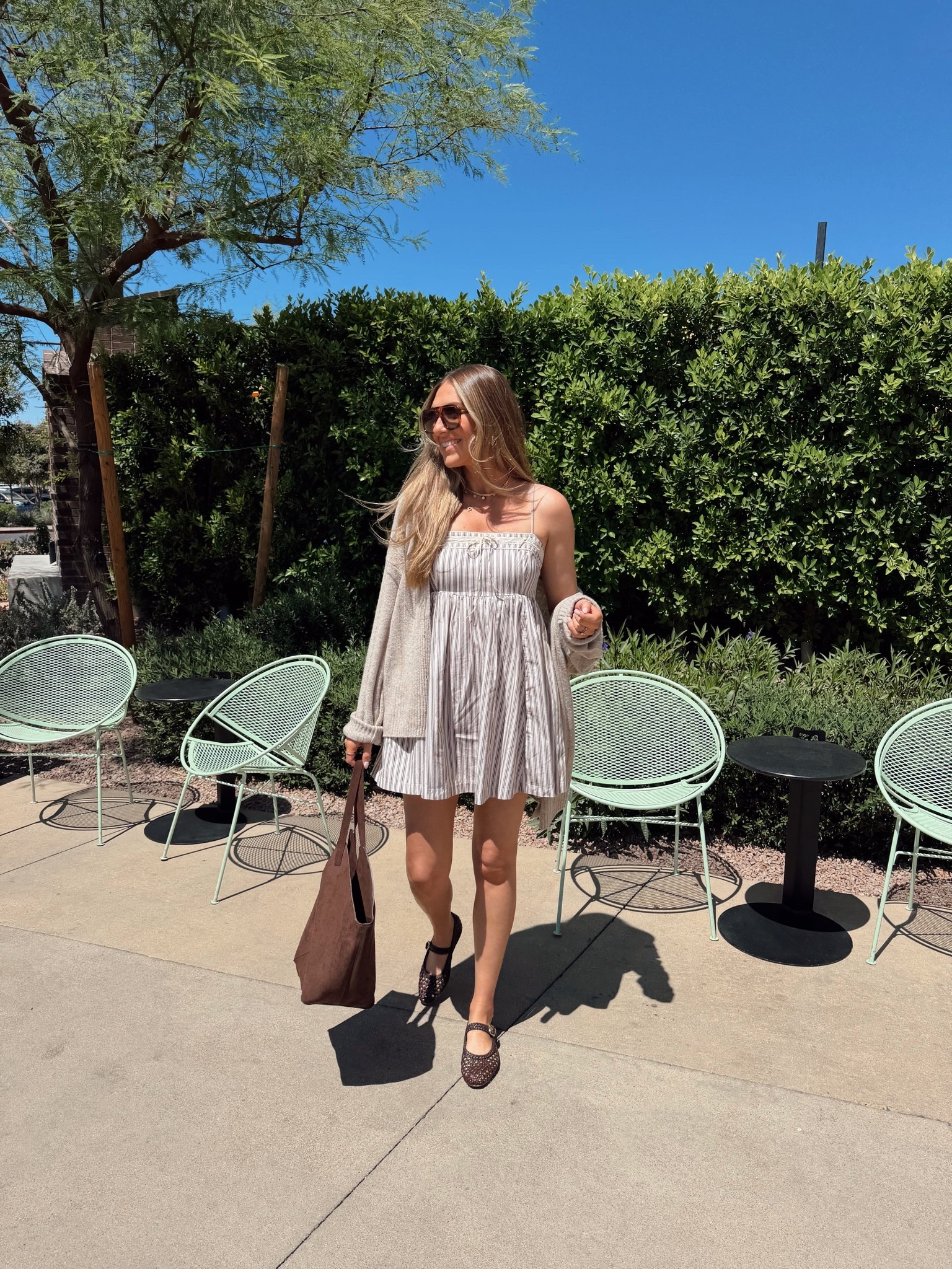 Easy spring outfit! Wearing a small in the dress & it has built in shorts under!
