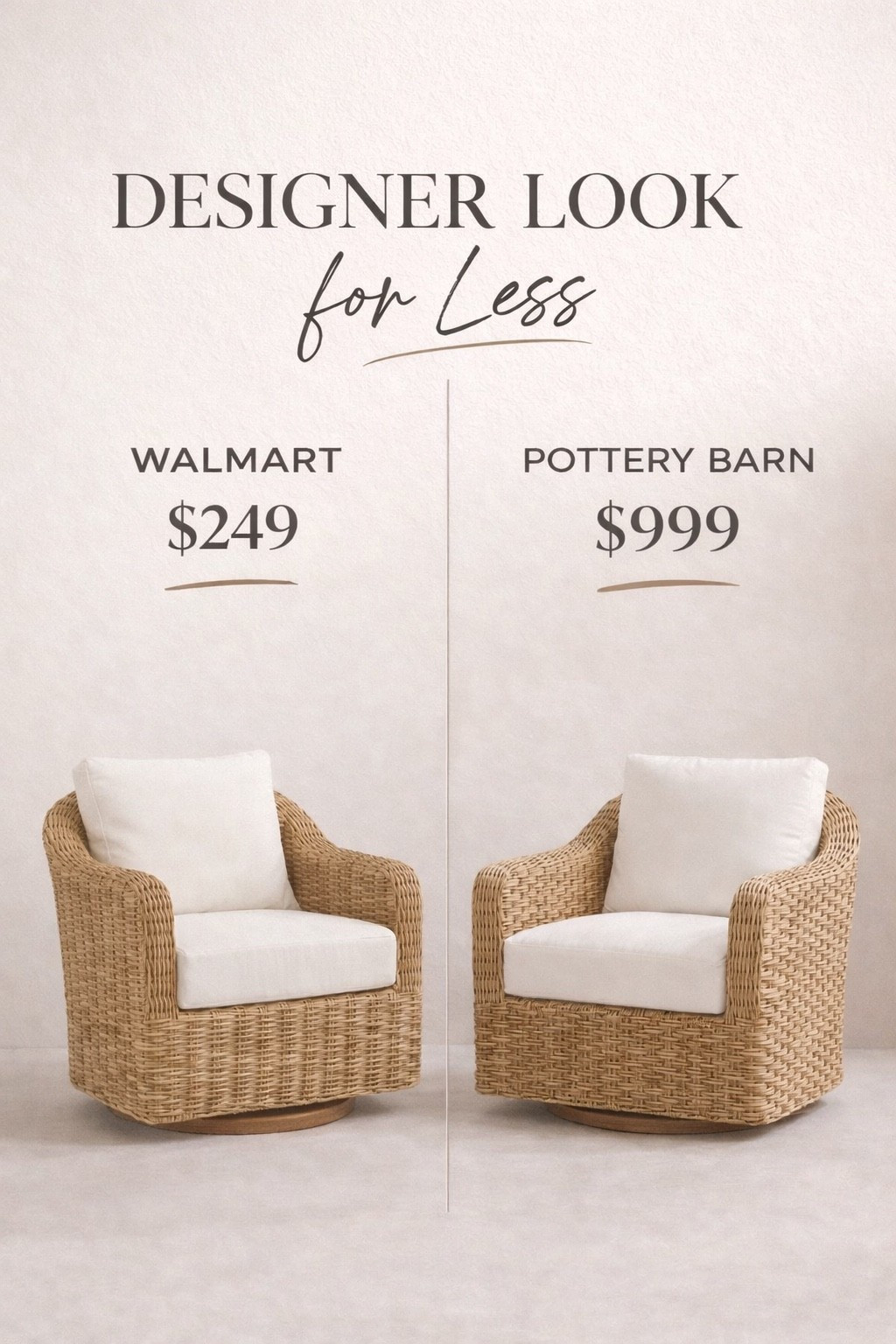 Designer Woven Chair Dupe

Same look, such a good price.

This one has that warm, woven texture with a relaxed, elevated feel and works perfectly in a living room, bedroom, or covered patio.

An easy way to get that designer look for less.

Shop it here

#LTKSaleAlert #LTKHome