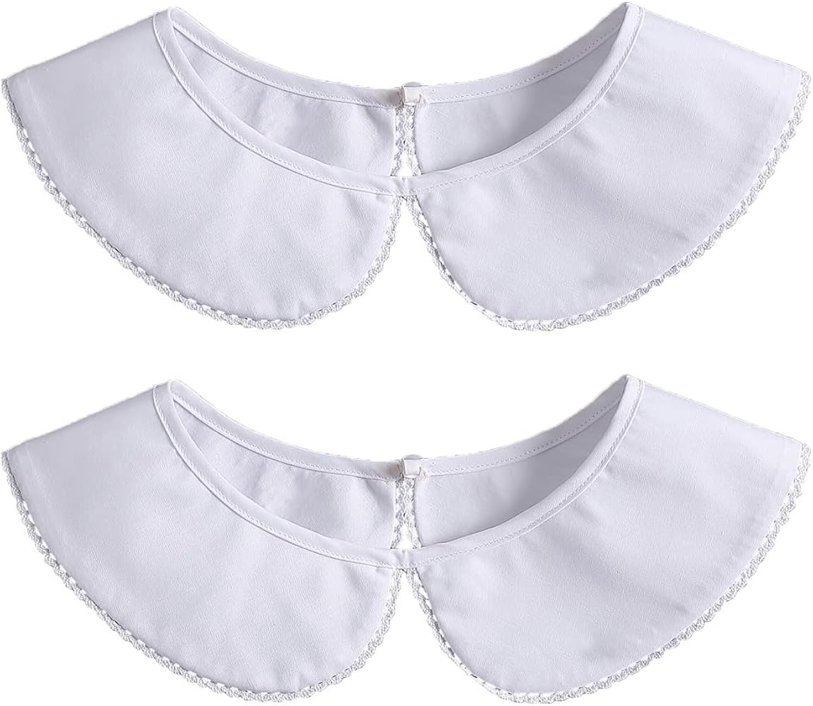 LoudSung False Collar Detachable Blouse Fake Collar Half Shirts Collar Simple Designed Cotton Ele... | Amazon (US)