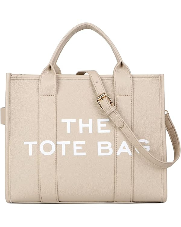 The Tote Bag for Women, PU Leather Tote Bag, Shoulder, Crossbody, or Handheld Bag for School, Off... | Amazon (US)