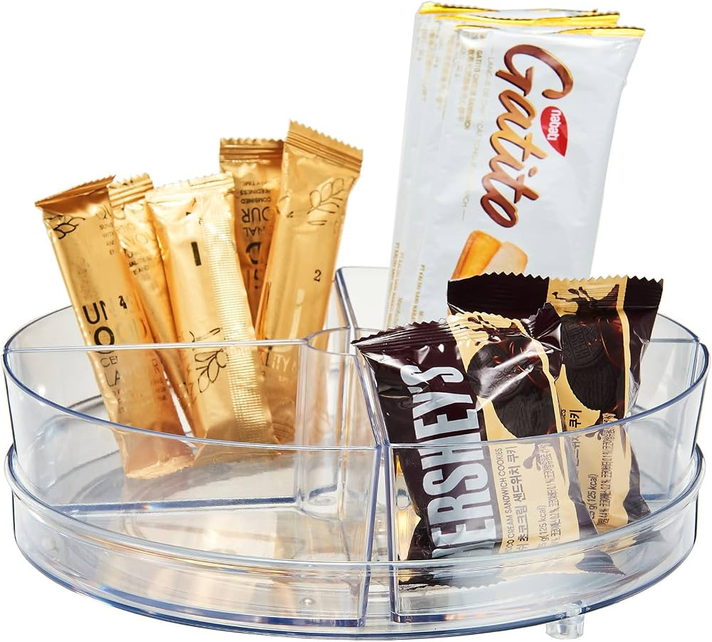 Empaxum Clear Lazy Susan Organizer with 4 Removable Bins 9" Plastic Lazy Susan Turntable for Cabi... | Amazon (US)