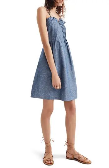 Women's Madewell Pintuck Denim Camisole Dress, Size 8 - Blue | Nordstrom