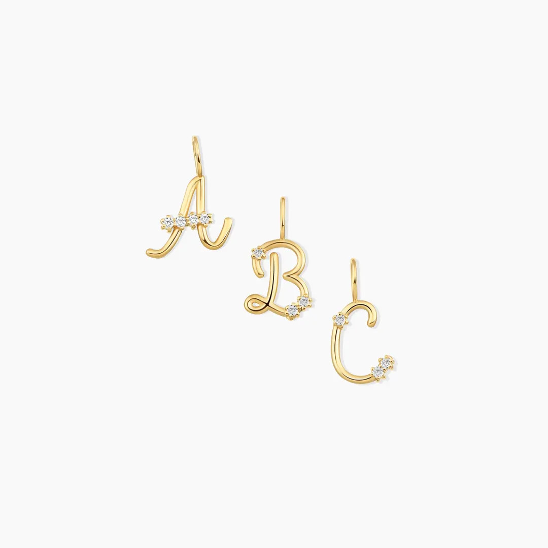 10K or 14K Solid Gold Tubular Initial Pendant: Matte Letter Charms for Women | Etsy (US)