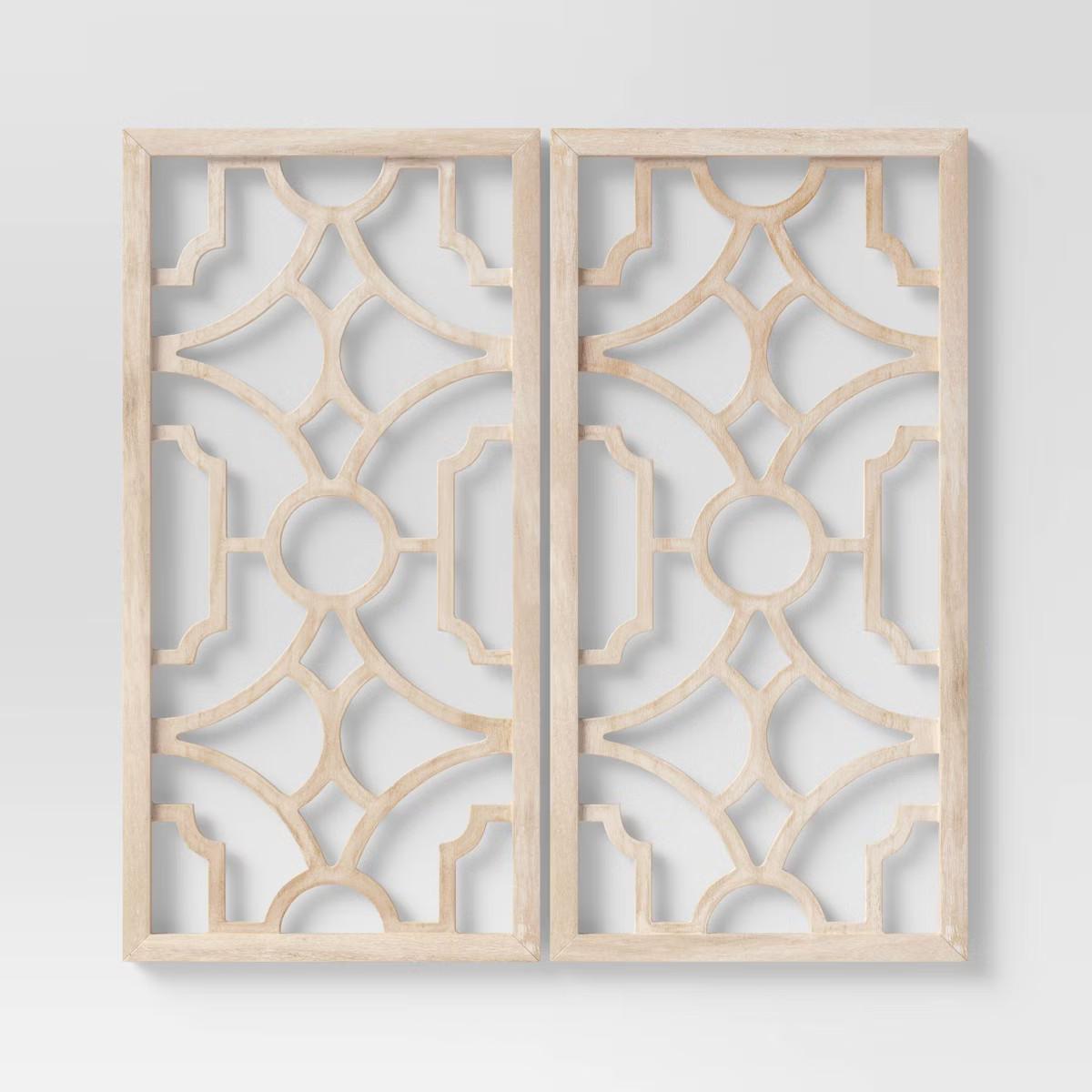 Set of 2 Wood Lattice Wall Hanging Brown - Threshold™: Elegant Decorative Panels, Modern Geomet... | Target